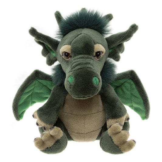 Det här är Cuddle Cub Grumbleweed, en drake från Charlie Bears. Kort, tät grön päls med skimmer och en man av längre, rufsig päls längs huvud och nacke. Vingarnas insida är ljusare grön och två droppformade beige fläckar sitter ovanför de bruna ögonen. Mage och underkäke är beige med sydda tvärlinjer, tassar och trampdynor beige med små mörka klospetsar. Nosen är rund med två små gröna näsborrar. Han sitter, är oledad och ser mild och lite sömnig ut.