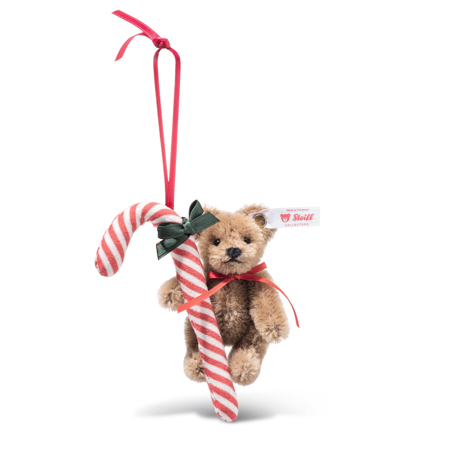 Candy Cane Teddy Ornament