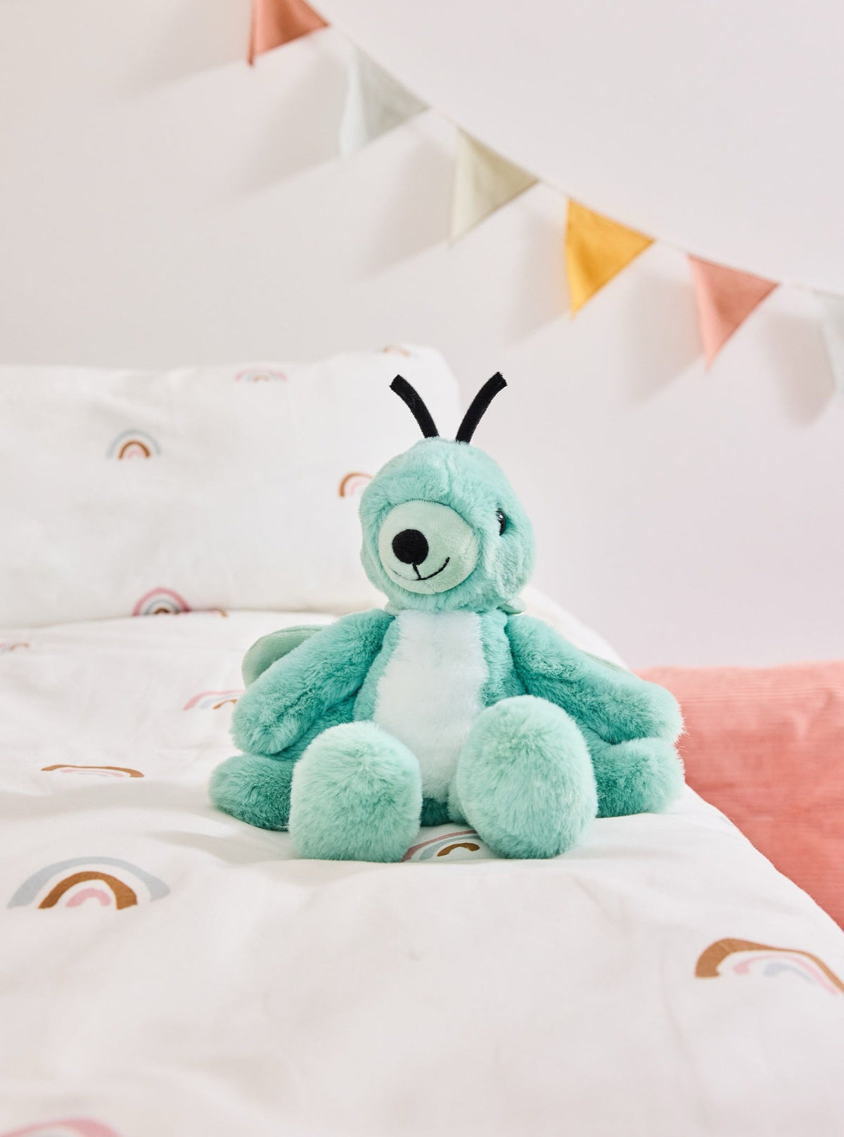 Gary Grasshopper on a nursery bed