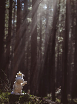 Snorkmaiden in forest sunbeams