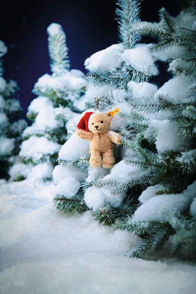 Ben ornament in the snowy tree